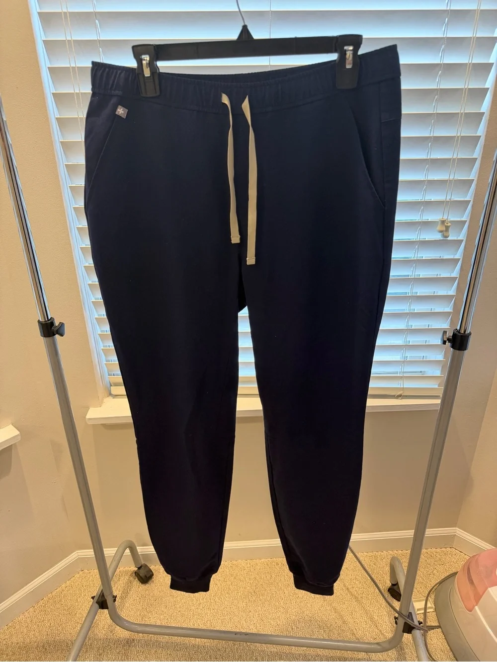 Figs Men's Navy Drawstring Joggers with Contrast White Drawcord